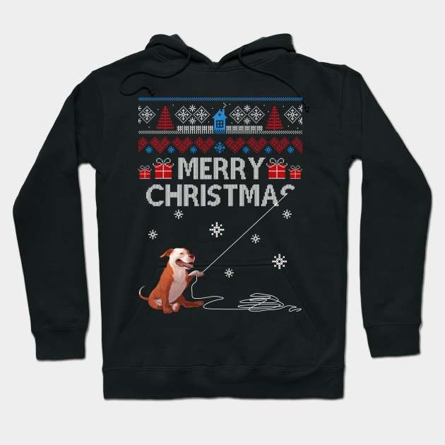 Merry Christmas Funny Naughty Pitbull Hoodie by Simpsonfft